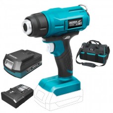 DEDRA set Pistol aer cald SAS+ALL cu acumulator Li-Ion 18V 2.0Ah incarcator rapid 125W si geanta